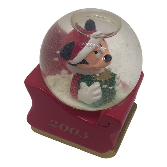 Disney Mickey Mouse Snow Globe 2003 Santa Sleigh JCPenney Exclusive - Picture 9 of 12
